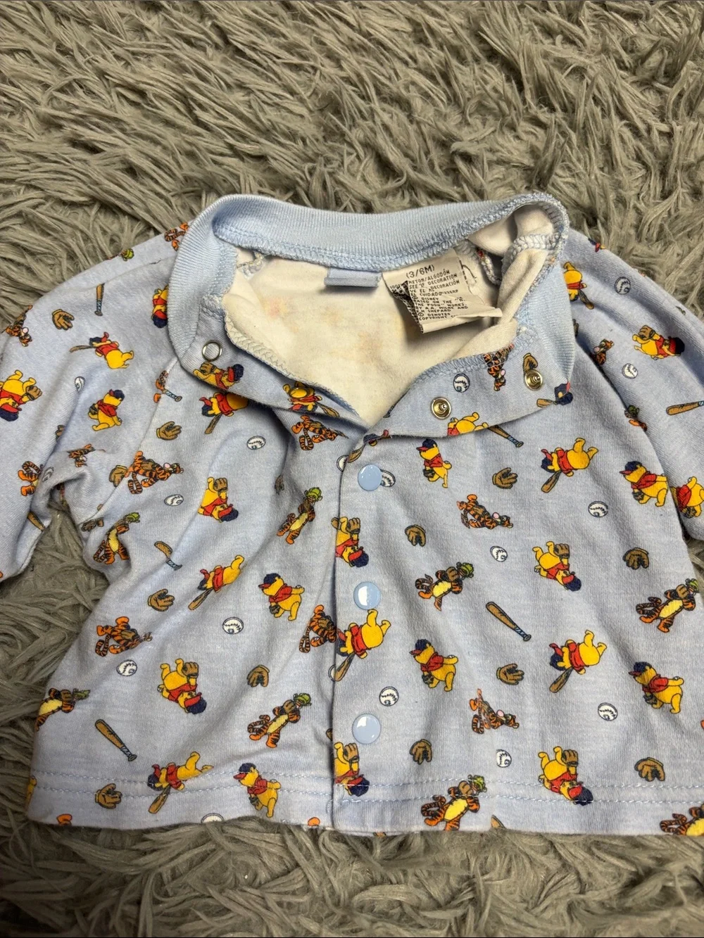 Rare Vintage Disney Baby Light Blue Winnie the Pooh Pajama Set